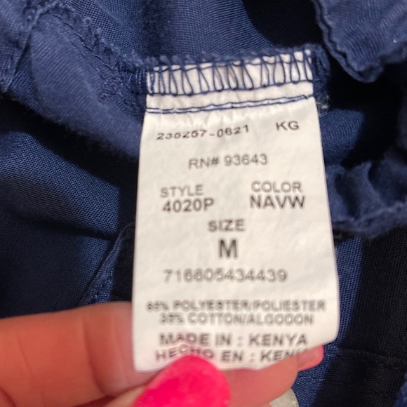 3 Cherokee Workwear Low Rise Drawstring Cargo Scrub Pant M Petite 4020P Navy - Picture 2 of 5